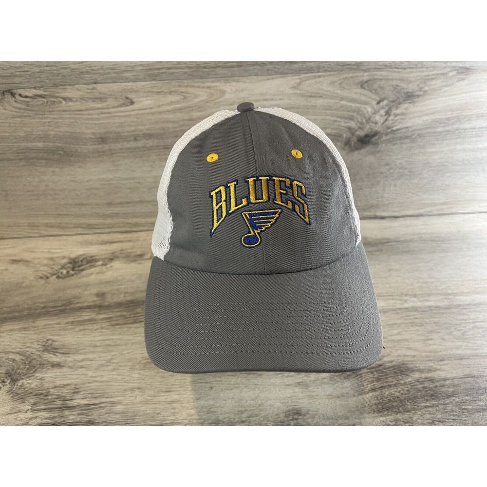 Adidas Men's NHL St. Louis Blues Hockey‎ Hat Strapback Gray Mesh Embroidered